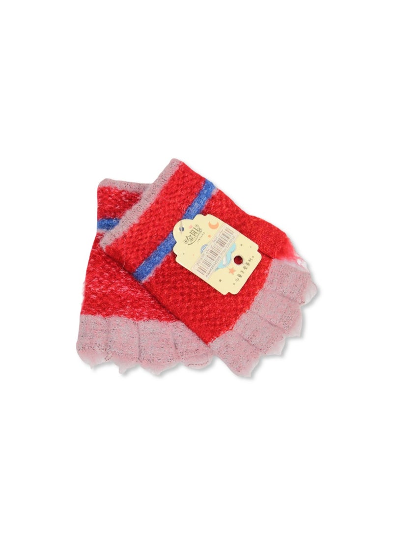 فانسي قفازات نصف أصبع للأطفال – أحمر - Image 1